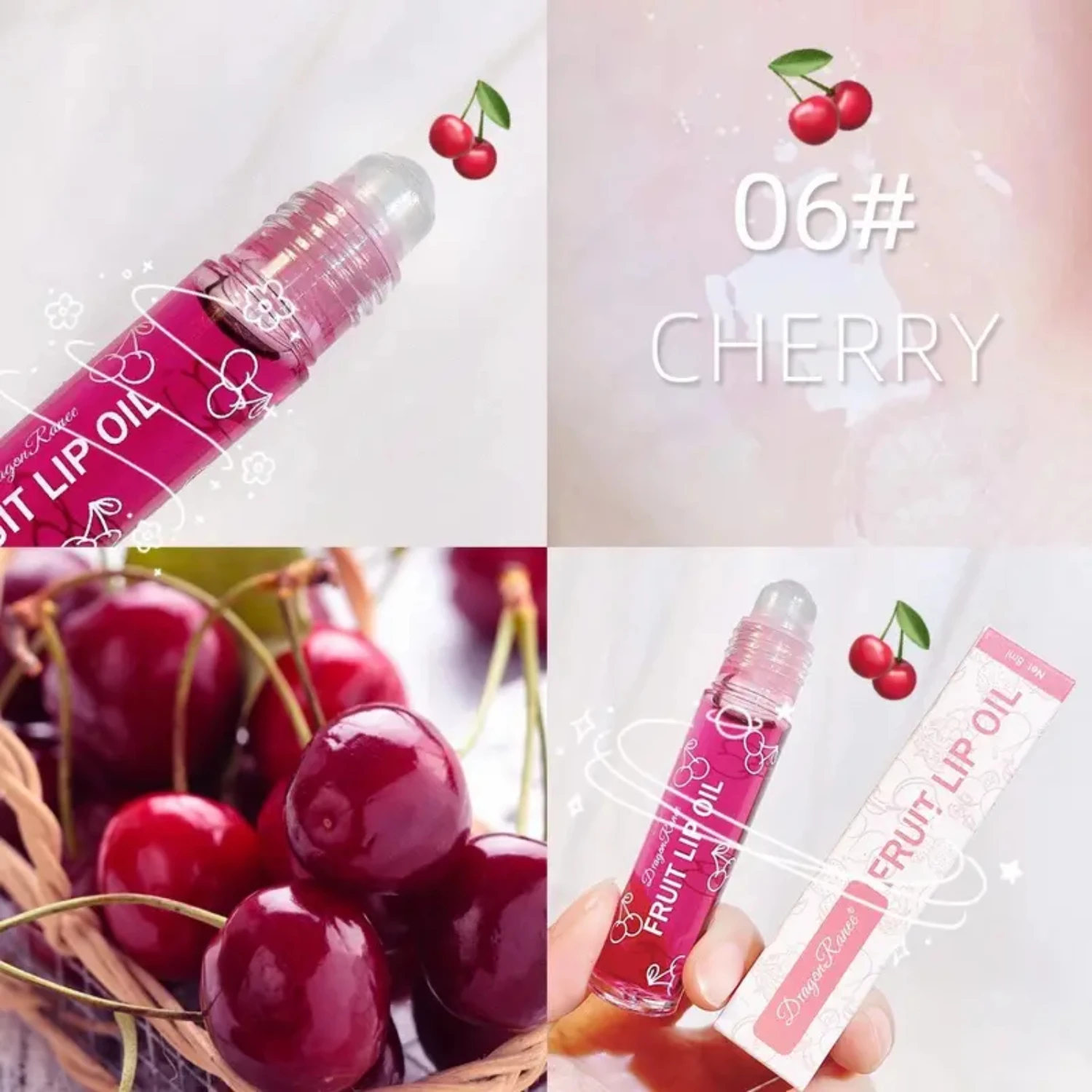 Fruit Flavour Ball Nawilżający balsam do ust w kulce do makijażu, nawilżający, przezroczysty Chapstick Nude konturówka do ust Ciemnoczerwona szminka Flortte