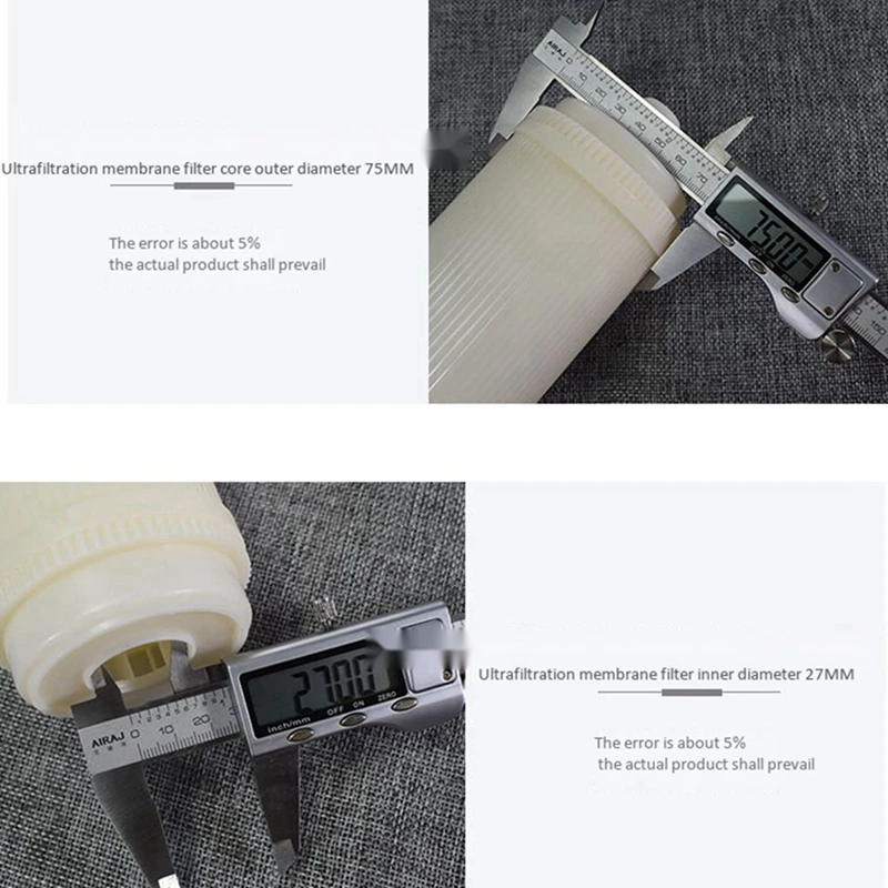 Filtro de membrana de ultrafiltración de fibra hueca, membrana de alto flujo, 6 piezas, 10 pulgadas, tipo plano UF, CNIM seco, caliente, 0,01 micras