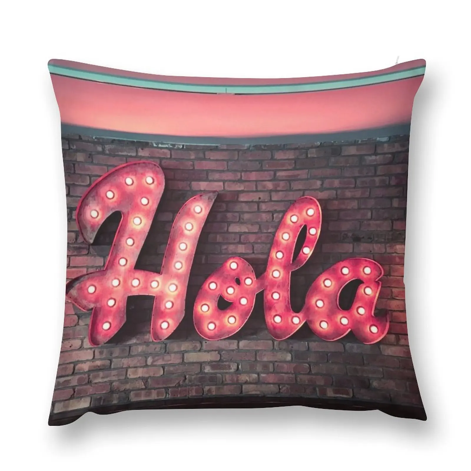 Hola Spanish Hello Neon Sign Throw Pillow Covers For Sofas anime girl home decor items pillow