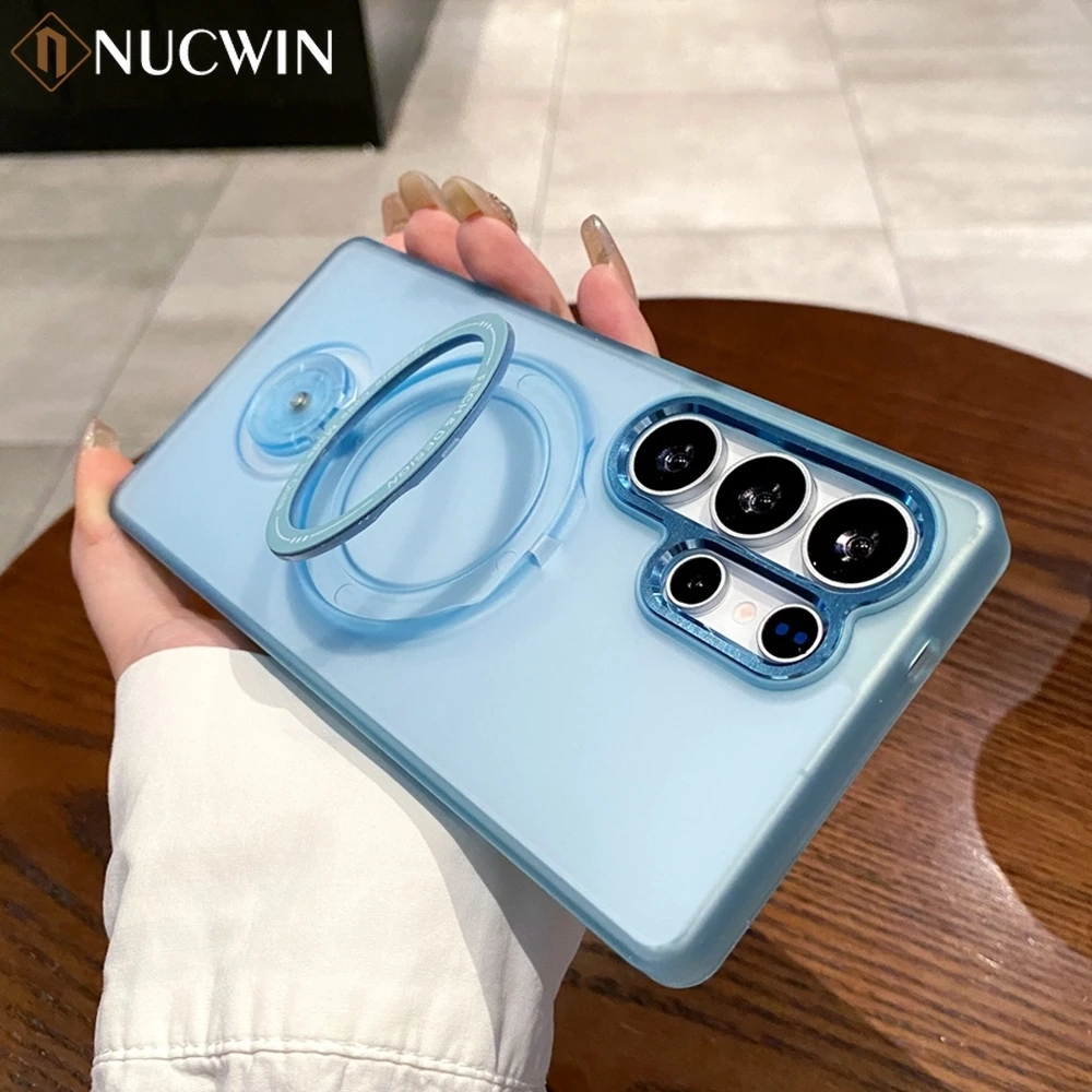 

Magsafe Rotating Bracket Case for Samsung Galaxy S25 S24 S23 Ultra S22 S21 Plus S25Ultra Magnetic Ring Stand Holder Armor Cover
