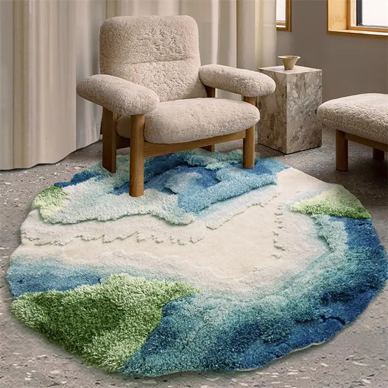 Artistic Taste Round Carpet For Living Room Home Soft Wool Polyester Blend Bedroom Rug Sofa Coffee Table Floor Mat PIano Mats