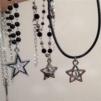 Y2K Swirl Star Pendant Necklaces For Women Fashion Neck Decoration Clavicle Chain Vintage Jewelry Simple Trendy Accessories Gift