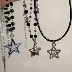 Y2K Swirl Star Pendant Necklaces For Women Fashion Neck Decoration Clavicle Chain Vintage Jewelry Simple Trendy Accessories Gift