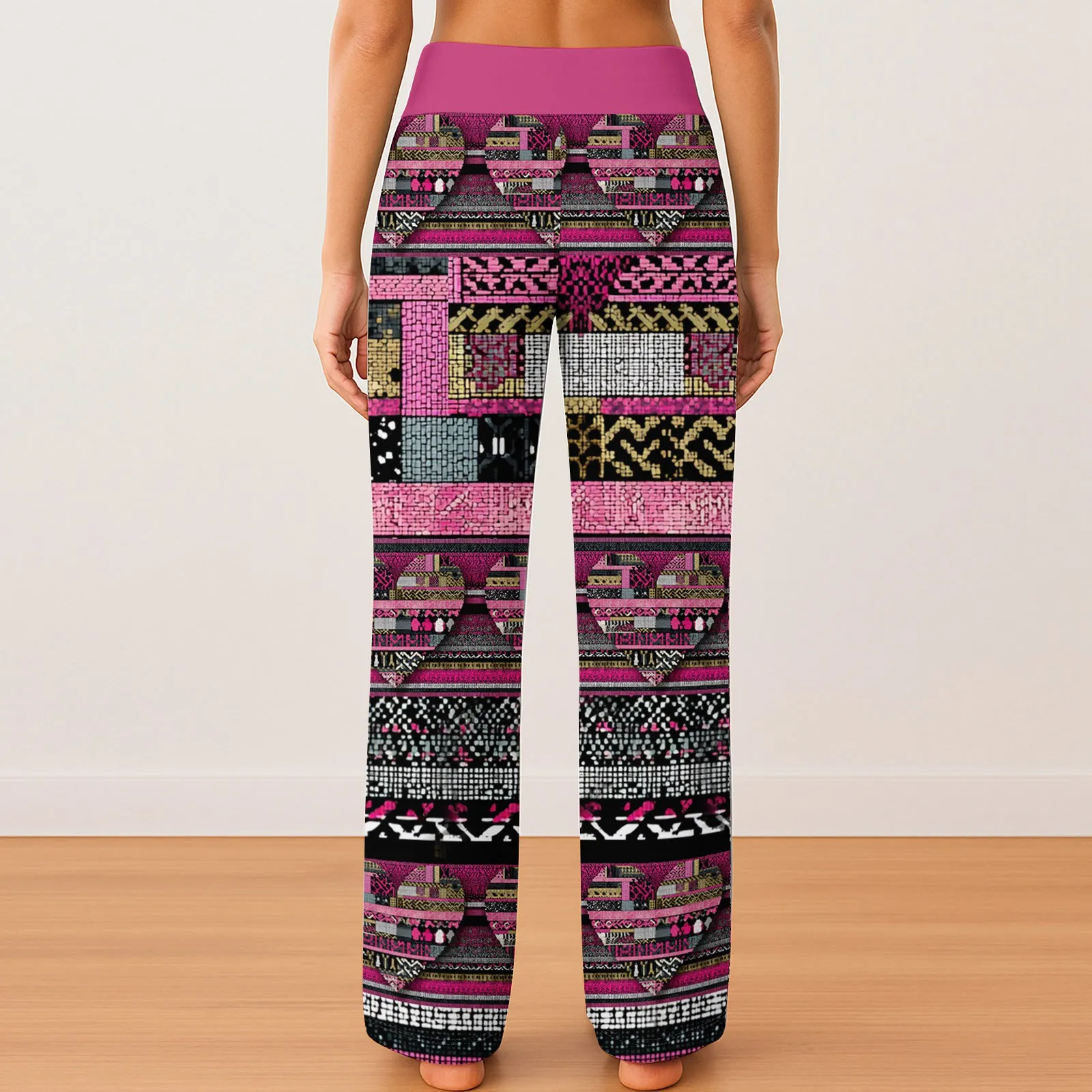 

Широкие брюки в стиле пэчворк на День святого Валентина, повседневные брюки с эластичной резинкой на талии, повседневная одежда для дома для взрослых, 2026, модная стильная одежда