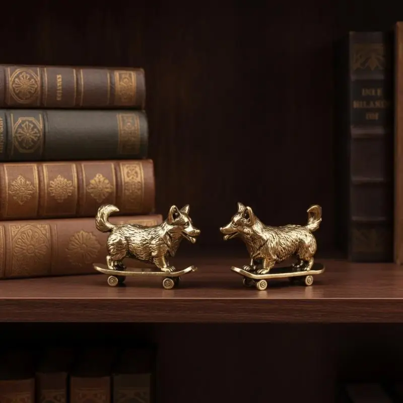 Skateboard-Hundefigur aus Messing, Vintage-Miniatur-Skulptur, Sammlerstück, Dekoration für Auto und Zuhause, Geschenk für Skate-Liebhaber – Detail 13