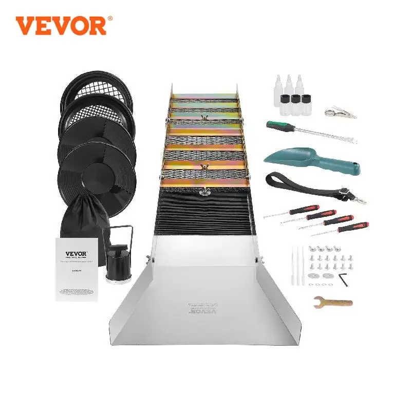 

VEVOR 50" 12" Complete Sluice Box Gold Panning Kit Aluminum Alloy Gold Mining Equipment 23/16 PCS Gold Prospecting Kit