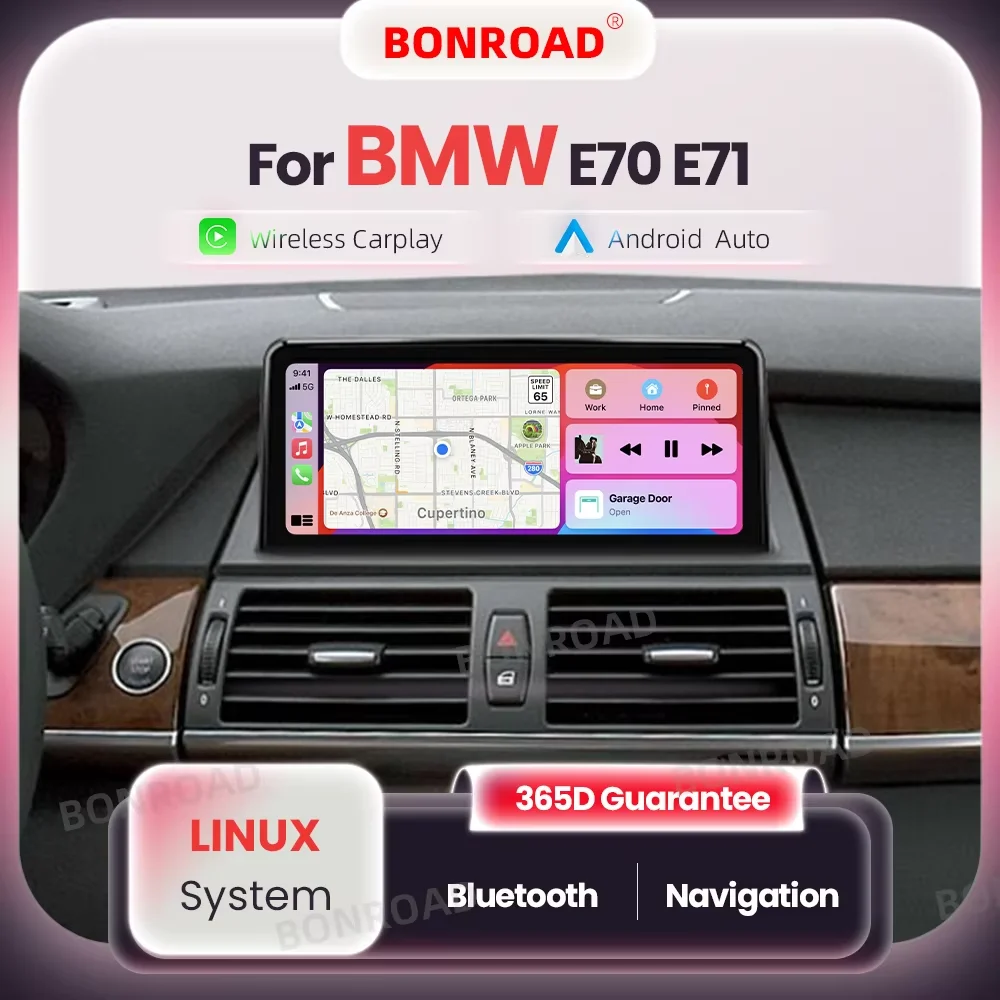 BONROAD Wireless CarPlay Linux Touch Screen For BMW X5 X6 E70 E71 CCC CIC System 2007-2013 Multimedia Player with MirrorLink Bluetooth GPS Navigation Function Car Radio