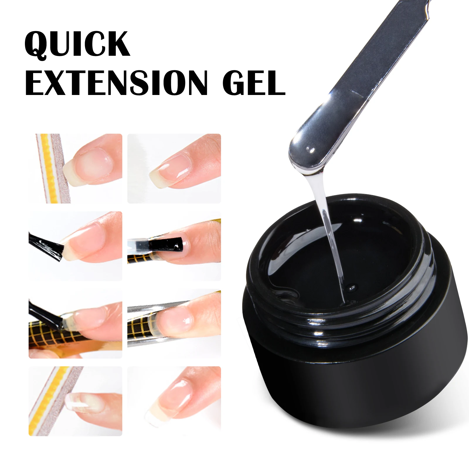 8 قطع/مجموعة جل أظافر سريع البناء مع معطف علوي وأدوات أظافر، أبيض حليبي شفاف، سهل تمديد الأظافر، فيرنيس LED بالأشعة فوق البنفسجية #2