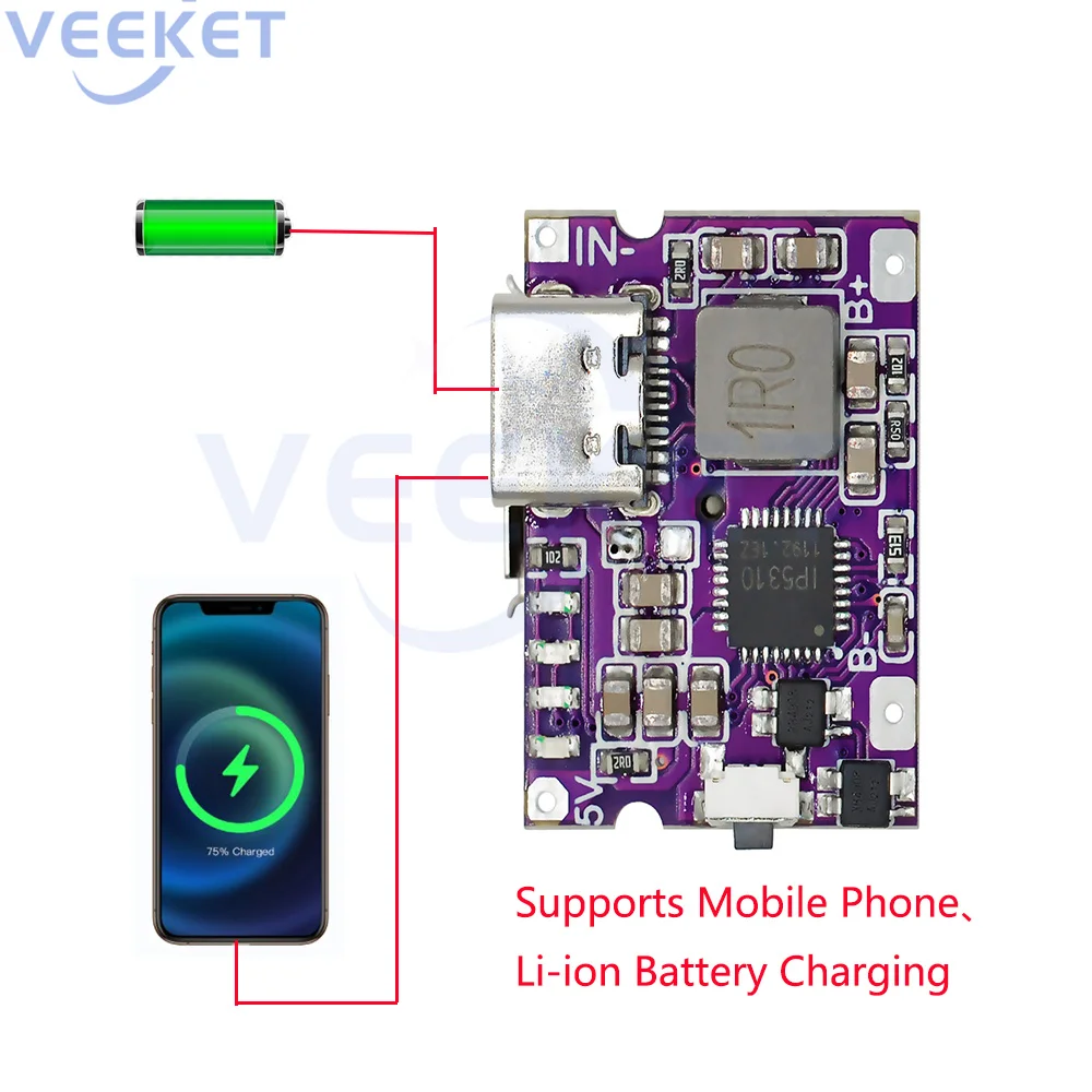 3A szybki moduł Discharg TYPE-C/TYPE-C + Port USB do ładowania 18650 Li-baterie polimerowe i wysoki prąd telefonów komórkowych