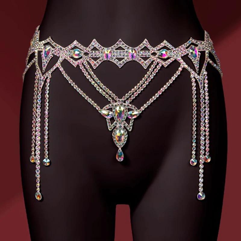 Women Belly Dance Waist Chain Handmade Diamond Performance Accessories Oriental Dancing Profession Competition Diamond Chain