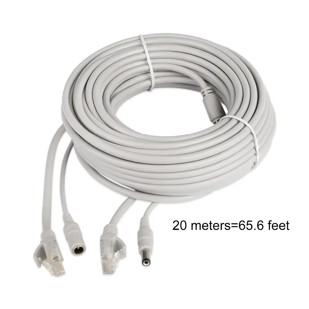 Escam สายเคเบิลเครือข่ายสาย LAN ไฟ RJ45 30M/20M/15M/10M/5M + DC 12V สำหรับกล้องวงจรปิดกล้องวงจรปิด