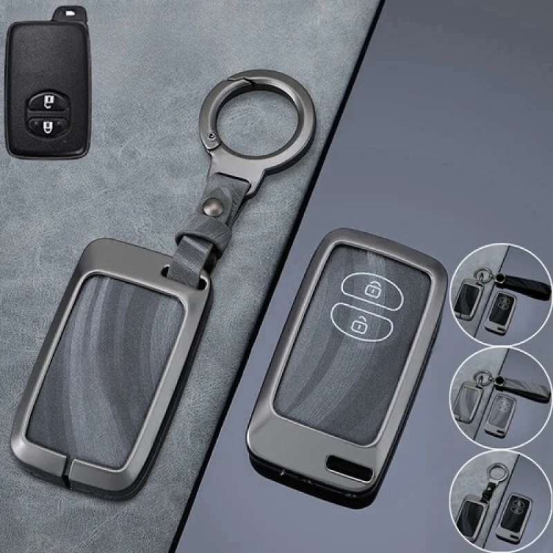 

A+ Zinc Alloy Leather Car Key Case Cover For Toyota Camry Highlander Prius Prado