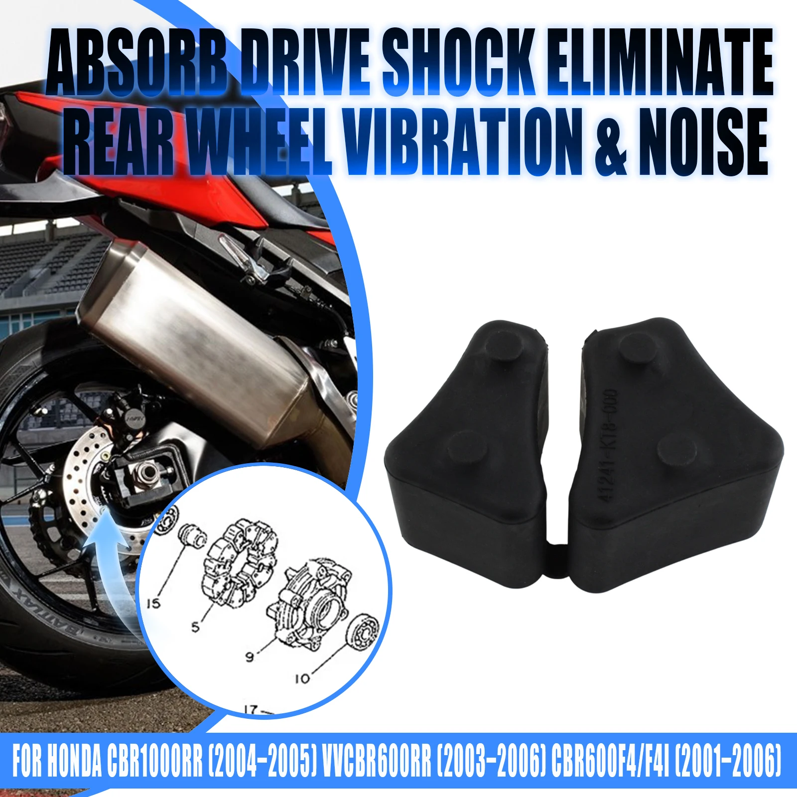 Motorcycle Rear Wheel Damper Rubbers Cushion Set For Honda CBR1000RR CBR600RR CBR600F4 F4i CBR929RR CBR954RR