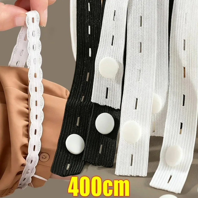 100/400CM Elastic Lace T-Shirt Waist Band for T-Shirts Blouses Sweaters Shorten Clothing Length Cloth Adjustable Waist Tuck Tool