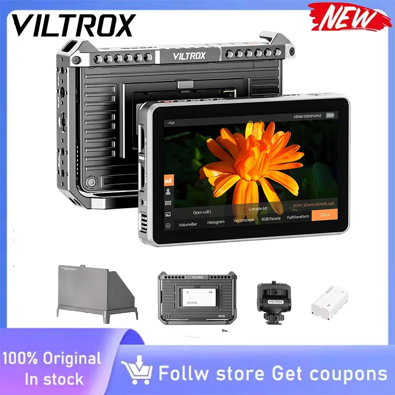 4K HDMI Touchscreen 6 Inch VILTROX 2000nits Video Field MonitorDC-X2 RigCage Kit OnCamera Monitor 3D LUT Output Video Monitoring