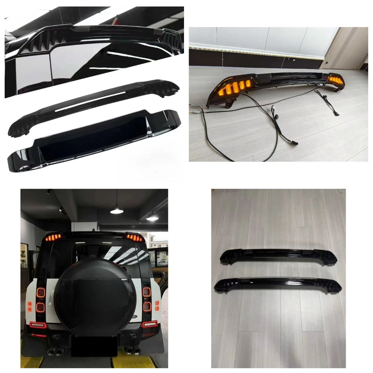 

Stlf Auto Body Parts Fiber Top Spoiler Replacement Glossy Black ABS Rear Spoiler For Defender
