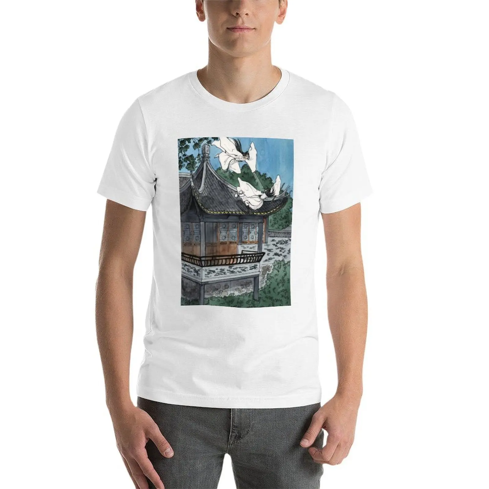 تي شيرت Mo Dao Zu Shi تي شيرت مطبوع للرجال من القطن تي شيرت رجالي