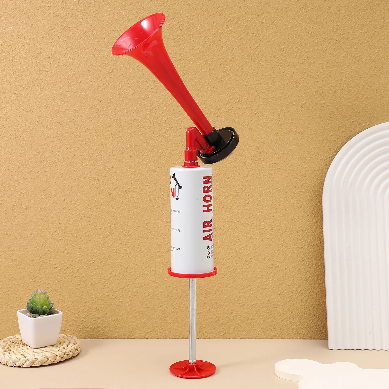 

Red Handheld Loud Stadium Hand Push Pump Horn Cheer Prop Compact Safety Noise Maker Portable Team Sport Fans Horn
