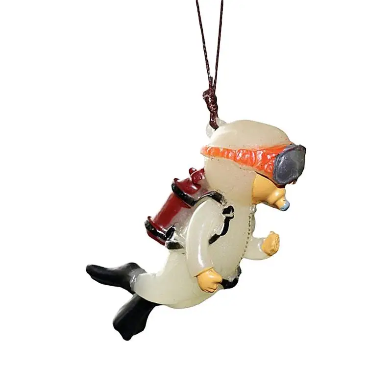 Cartoon Diver Car Rear View Mirror Pendant Automotive Interior Swinging Resin Diver Vehicles Decoration Pendant Accessories