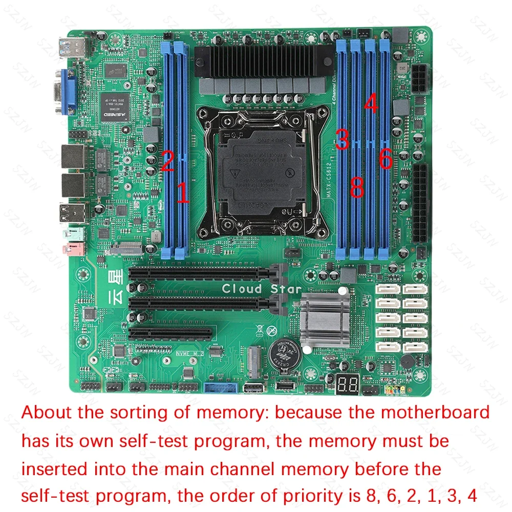 Cloud Star CS612 X99 XEON Kit with 10 SATA E5 V3 V4 DDR4 Support Turbo PCIE Split for NAS Router Sever 2x2.5GbE I226 24*24cm - view 3