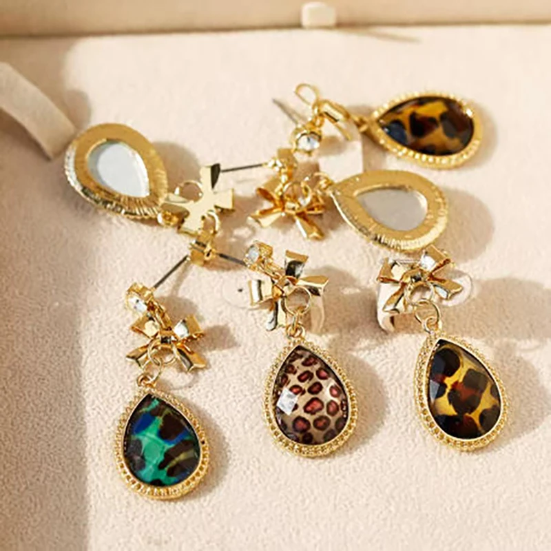 Vintage Brand Leopard Heart Drop Design Earrings Wedding Gift