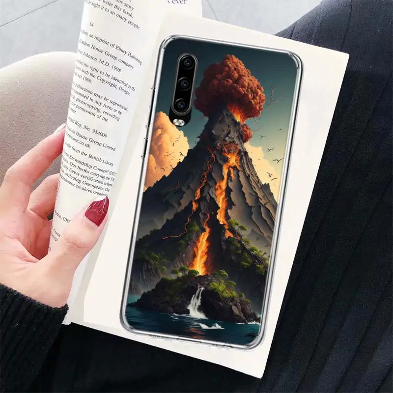 Volcanic Eruption Phone Case For Huawei P30 Lite P10 P20 P40 P50 Cover Mate 40 Pro 10 20 30 Capa Coque Shell