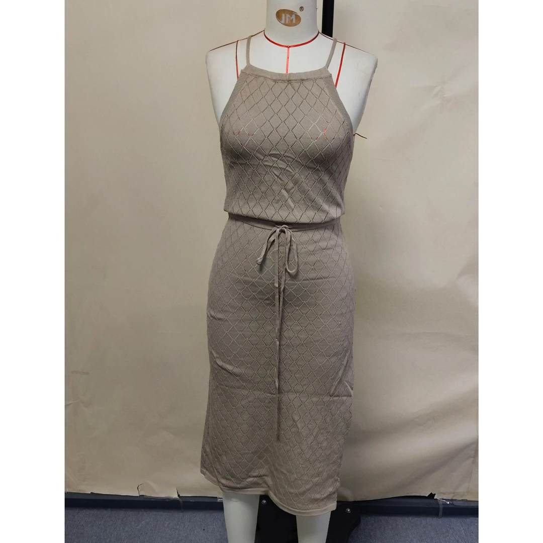 Rückenfreie, hoch geschnittene, gehäkelte, gestrickte Tunika, Strand-Cover-up, Strandkleid, Strandbekleidung, Damenmode V5753 – Detail 12