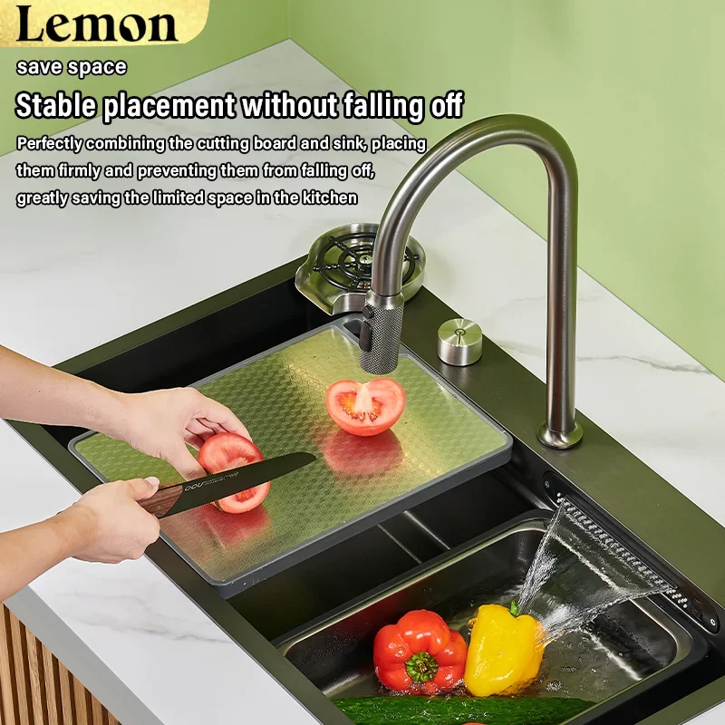 Stainless Steel New Kitchen Sink Multifunctional Household Sinks Waterfall Large Single Slot Dish and Vegetable Wash Basin