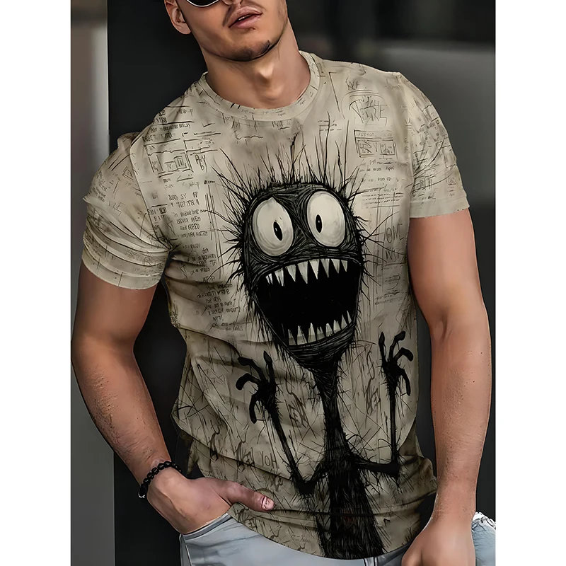 Fashion Funny 3D Print Men\'s T-shirts New 2024 Short Sleeve O-Neck Casual Knitted Summer Tshirts Plus Size Loose Tee Sport Tops