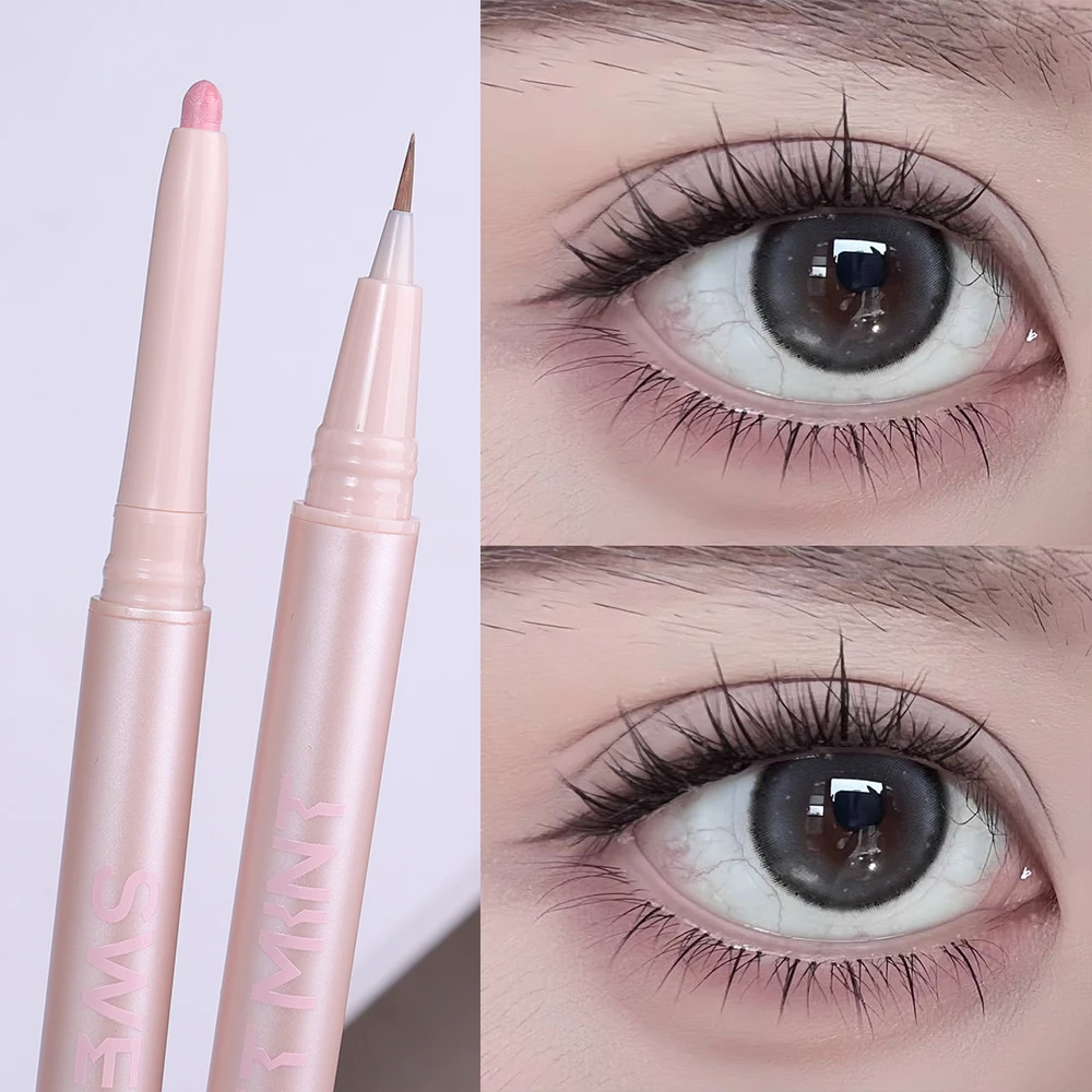 2 In 1 Matte Liggende Zijderups Eyeliner Pen Waterdicht Sneldrogend Geen Smudge Wimper Pen Oogschaduwstok Blijvende Oogmake-Up Tool