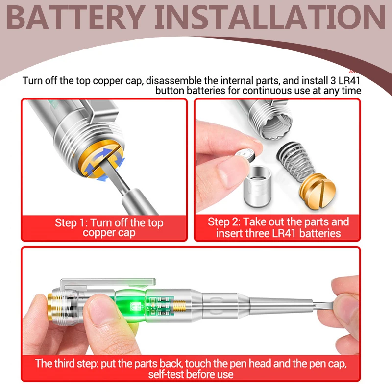 1/2/3pcs Intelligent Voltage Tester Pen 24/70-250V Induction Power Detector Pen Electric Indicator Screwdriver Indicator Tools