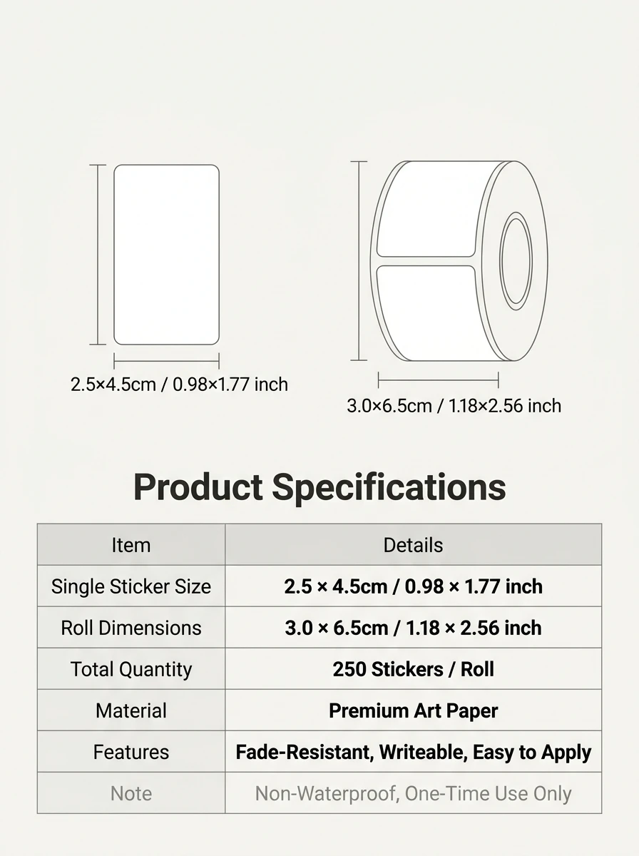 250Pcs/Roll Name Storage Books Classify Stickers,4 Designs 1.0*1.8in DlY Decor Label Perfect For Office Use Home Storage Kitchen