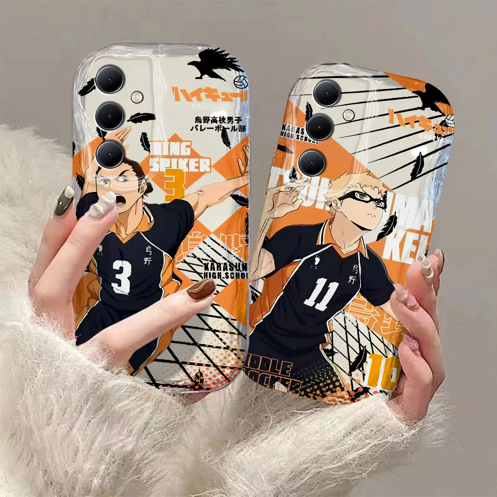 Anime Boy Volleyball Haikyuu 3D Wave Phone Case For Samsung Galaxy S24 S23 S21 S20 FE Plus Ultra 4G 5G Soft Silicone Back Cover