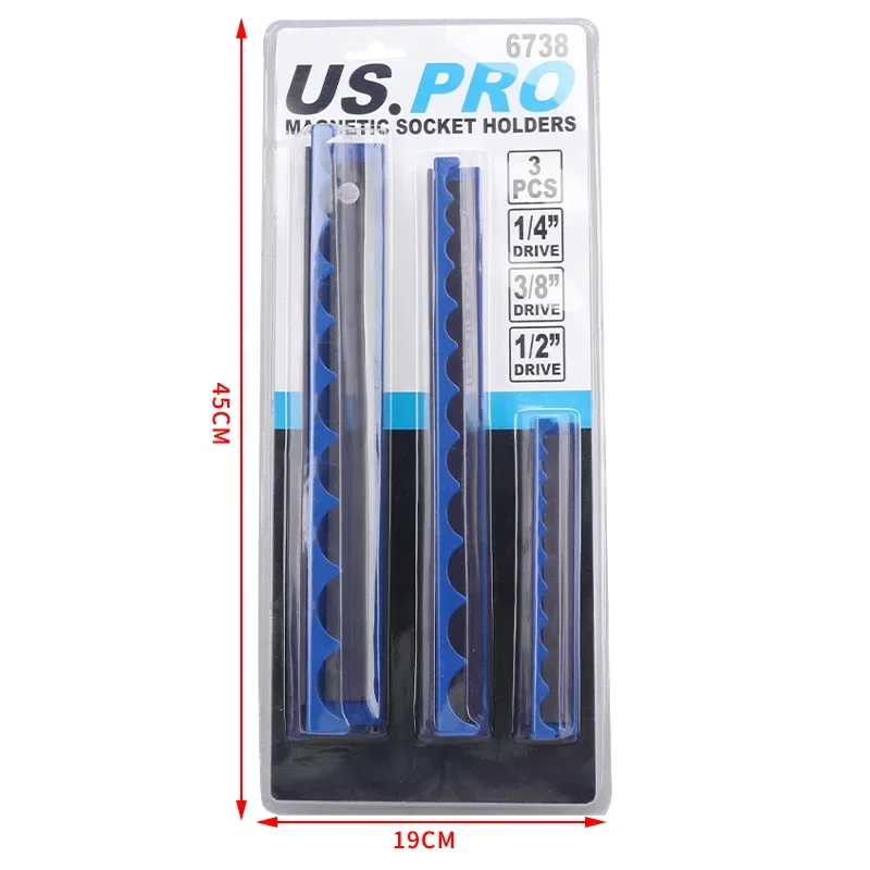 

3pcs 1/4 "1/2" 3/8 " Magnetic Sleeve Socket Rack Storage Tool Wrench Heads Holder Bar Sleeves Rail Tray Holder Brackets Frame