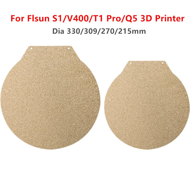 

Upgrade Flsun S1/V400/T1 Pro/Q5 PEI Build Plate Round Dia 330/309/270/215mm Double Side Textured And Smooth PEI Spring Steel Bed