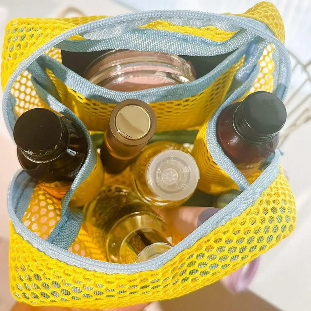 

Nylon Mesh Organizer Bag Colorful Mesh Storage Pouch Set with Zipper Closure Portable Cosmetic Bag Mini Coin for Organization