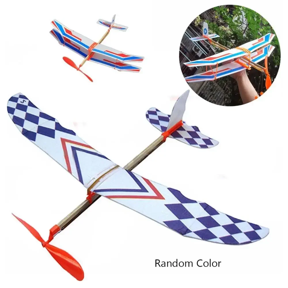 1PC DIY Hand Throw Flying Glider Planes Elastic Rubber Band Powered Flying Plane Airplane Glider Assembly Model Toy for Children