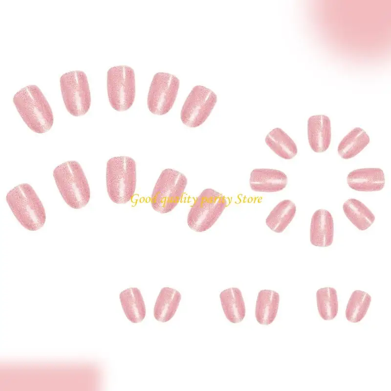 M4YA 24 個グリッターフェイクネイル光沢プレスオンネイル偽ネイルチップ人工爪