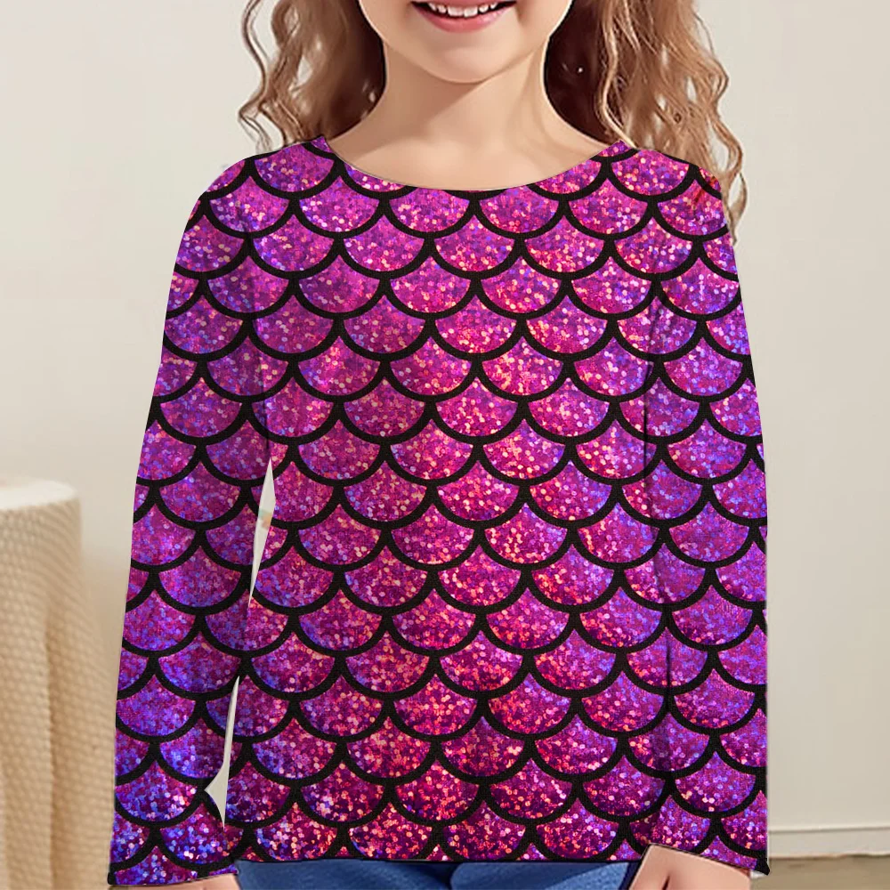 2024 Kids Clothes Sequins Print Blouse for Girls Children Summer Clothes Fashion Girl T-Shirt Top O-Neck Children's T-Shirt Girl