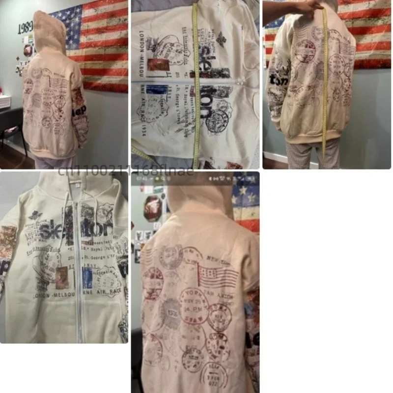 Neuer Unisex Hip-Hop-Kapuzenpullover mit Reißverschluss, bedruckter Kapuzenpullover im amerikanischen Streetwear-Stil, trendige Freizeitkleidung für Streetdance. – Detail 2
