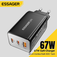 Essager GaN USB Type C Charger 67W 45W 33W KR EU Plug Fast Charging For Samsung iPhone 16 15 14 Pro Huawei Phone Laptop Chagers