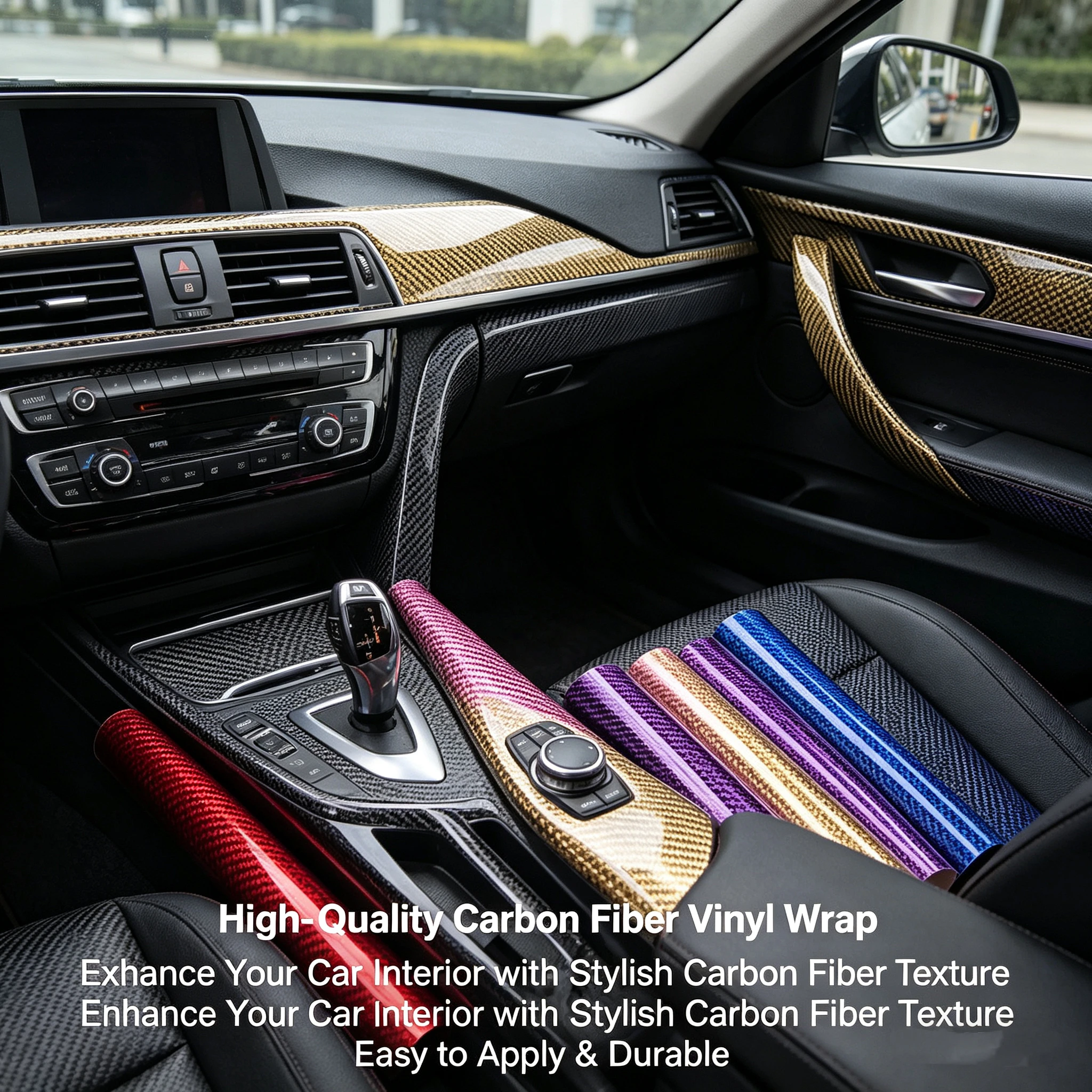 

High Gloss Electroplating 6d Carbon Fiber Red Purple Gold Wrap Vinyl Car Wrapping Film Motorcycle Stickers Car Body Films Vinyls