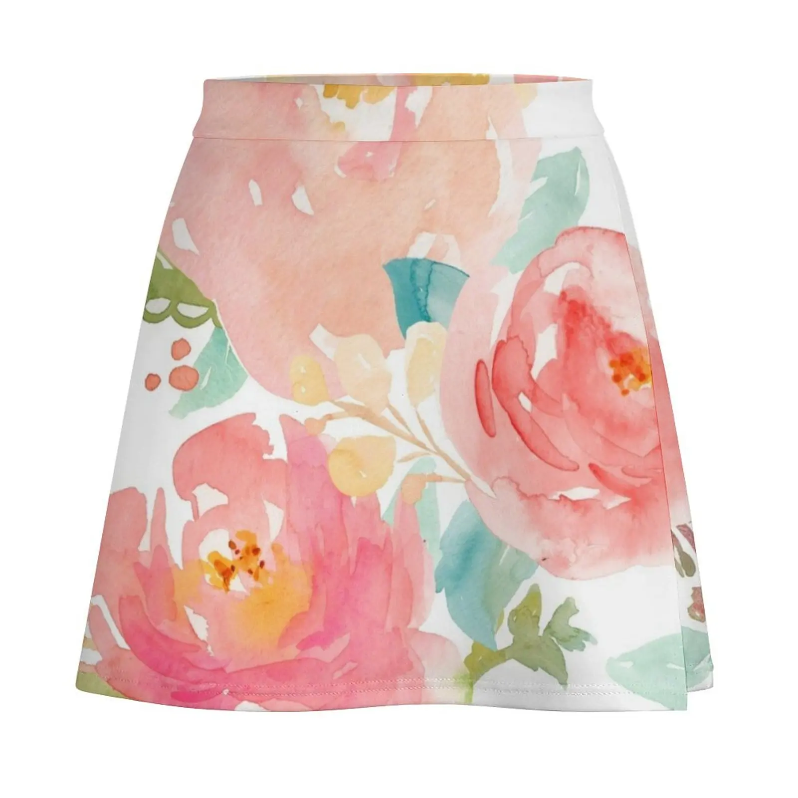 Peonies Watercolor Bouquet Mini Skirt fairy grunge midi skirt for women Mini Skirt