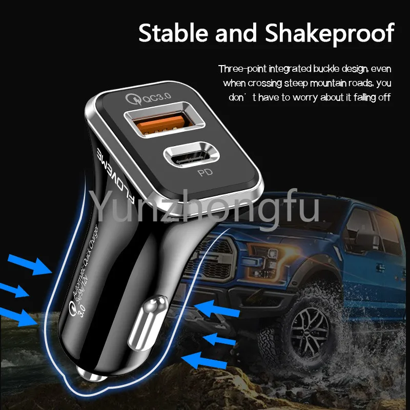 Products That Best Selling Quick Charge 3.0 Dual Ports 36W Car Charger PD 20W Fast Charging Adapter Chargers Type C Cargador 20W