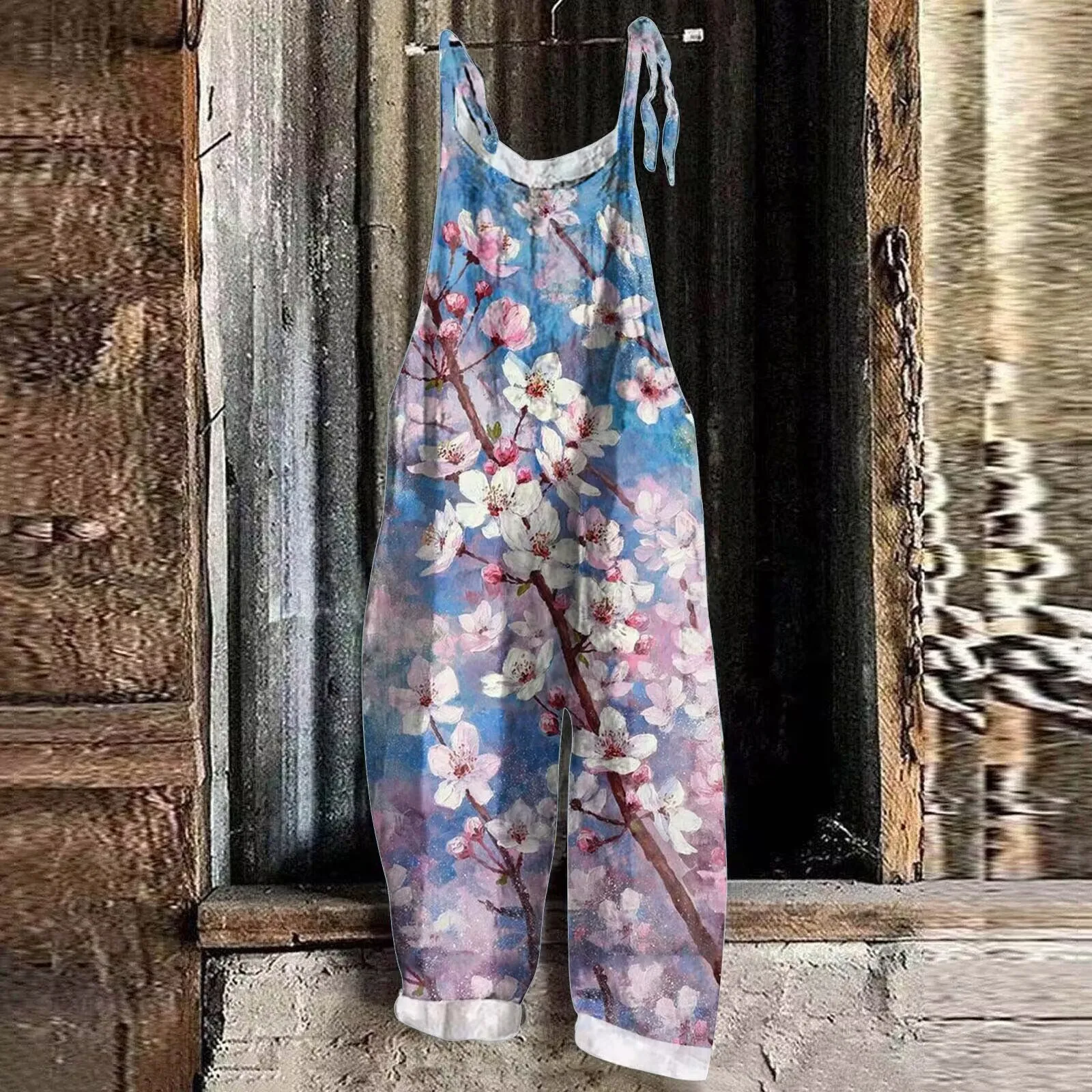 2024 Hete Verkopende Casual Losse Jumpsuit Dames Zomer Puur Katoenen Linnen Schouderband Wijde Pijpen Broek Mouwloze Jumpsuit