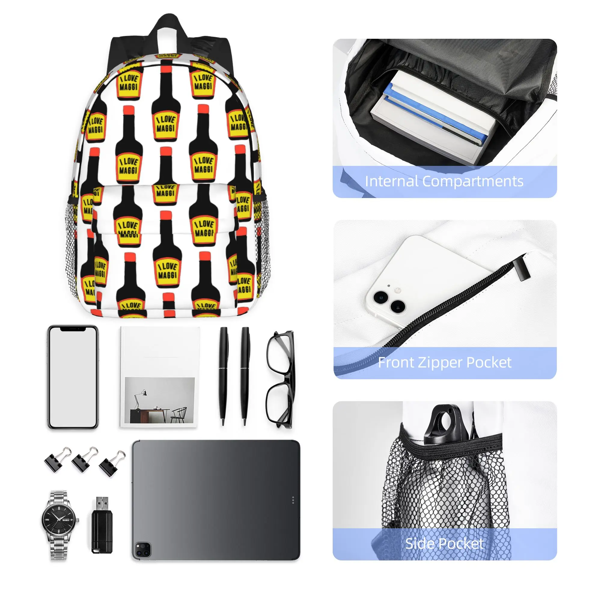 Maggi Auf Alles Backpack Hot Sale Daypack Large Capacity Boys Girls BookBag Shoulder Bags for Men Women School Bag