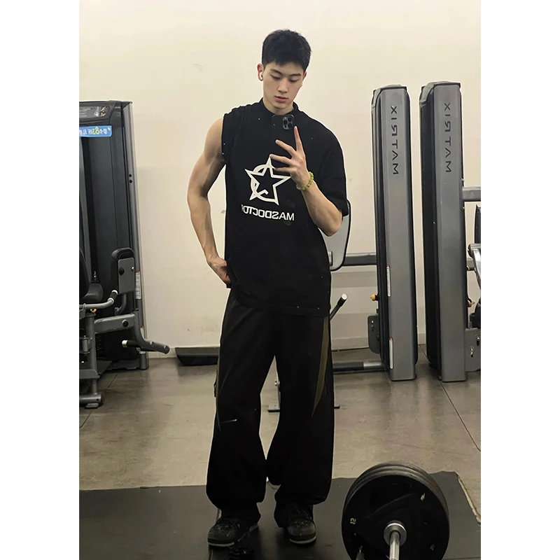 

Waterproof Color Blo Workwear Pants Men's Spring Autumn High Street Faion Brand Wide Leg Sports Trousers Casual Pants