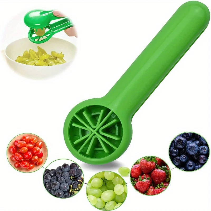 1Pc Grape Slicer, Tomato Cherry Strawberry Slicer, Green Multifunctional Vegetable and Fruit Slicer, Bladeless