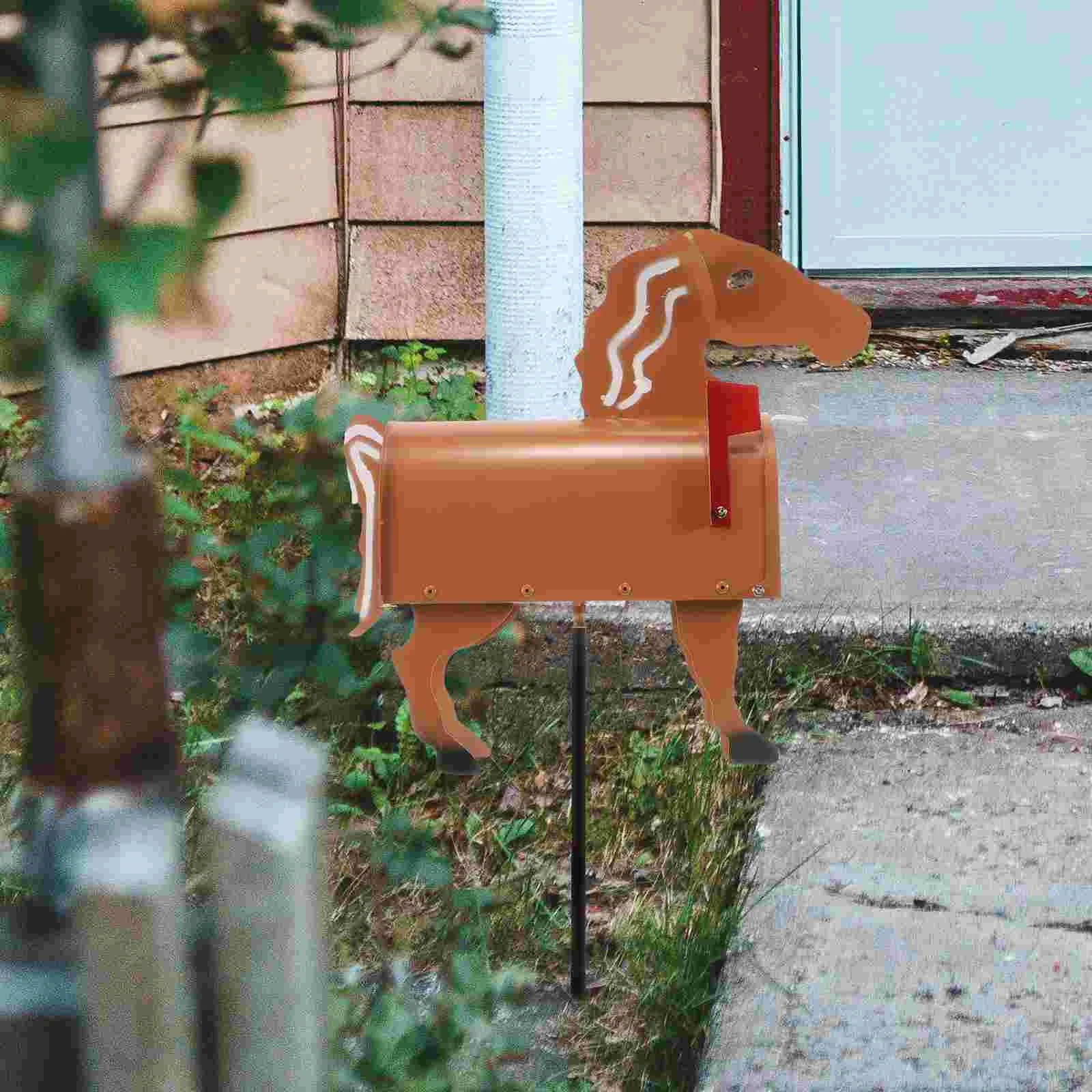 Cute Garden Horse Shaped Post Letter Box Outside Iron Yard Ground Mailbox Decoration horse mailbox mailboxes for outside