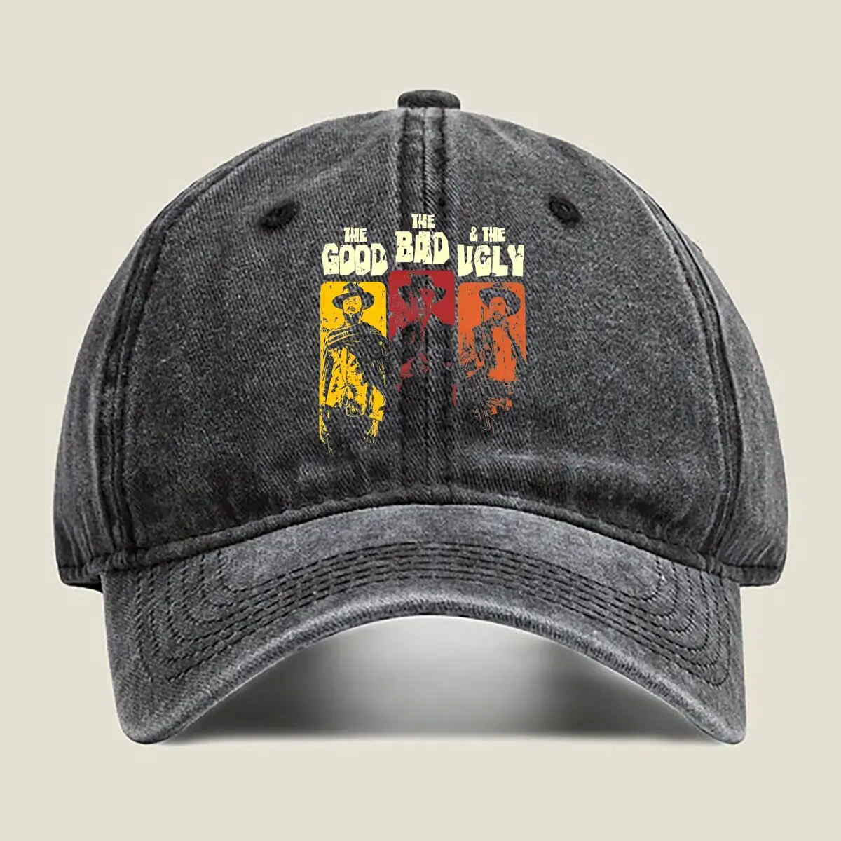 

Good, Bad, Ugly Movie Poster Tribute Art Washed Baseball Cap